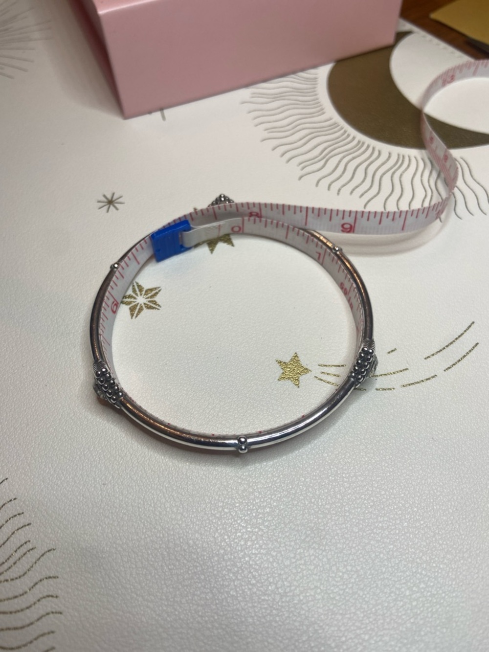 Delicate Silver-Tone Brighton Twinkle  Bangle with Square Clear Crystal Accents - Picture 8 of 9